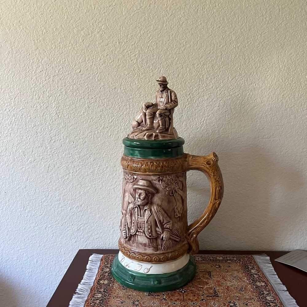 Vintage Ceramic Beer Stein 10” tall